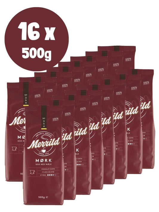 Merrild Malet Kaffe (mørk 304) 16x500g