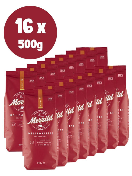 Merrild Malet Kaffe (rød 103) 16x500g