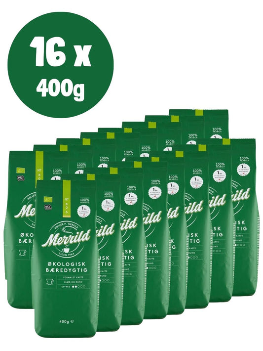Merrild Malet Kaffe (økologisk) 16x400g